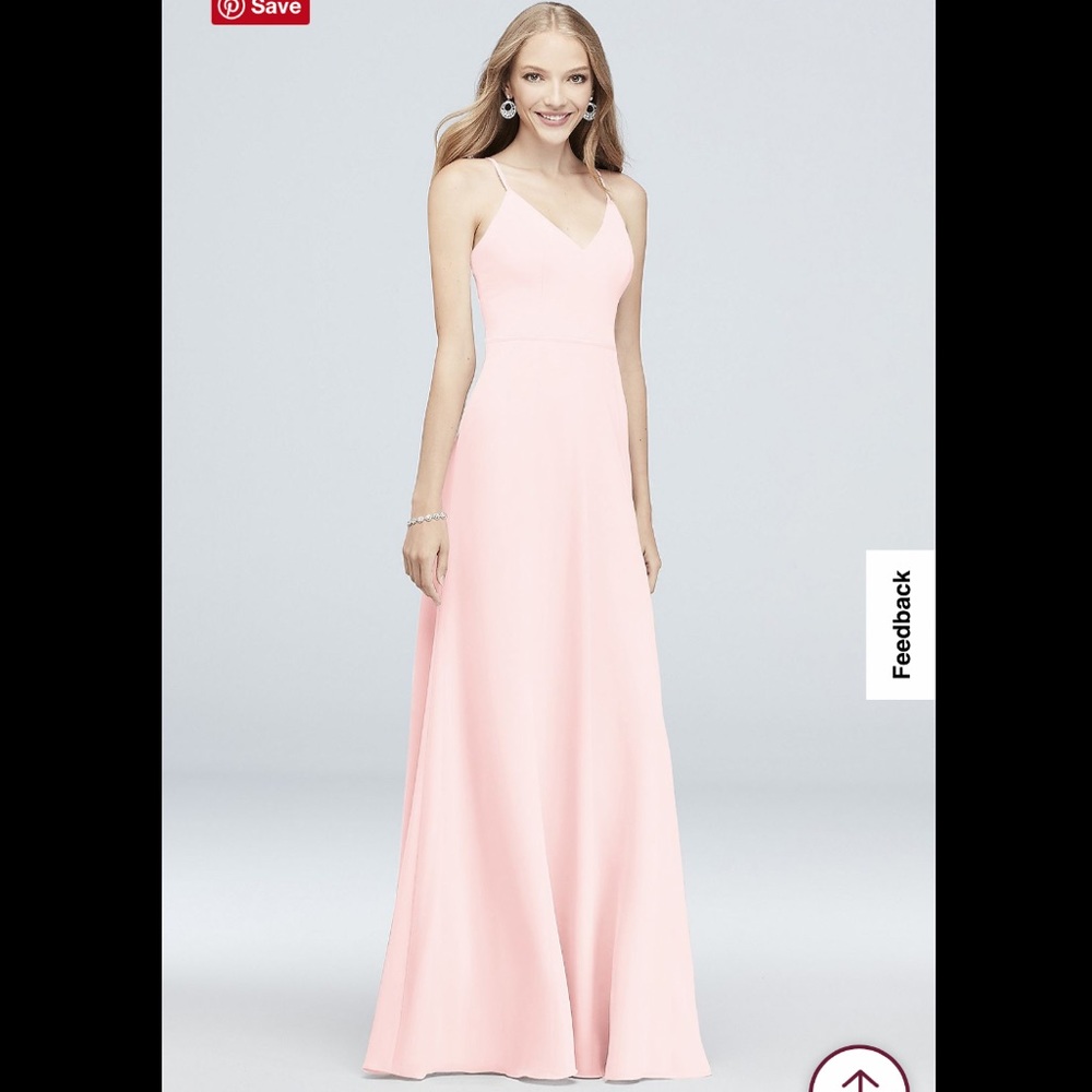 David’s Bridal Bridesmaid Dress F19935 V Neck Chiffon Dress Pink
